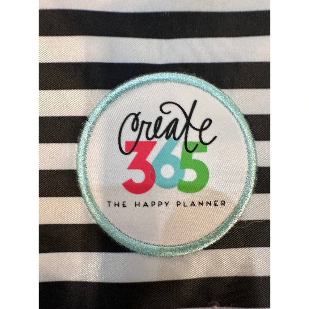 The Happy Planner Create 365 Storage Case Striped 3 Piece Set Black White Mint